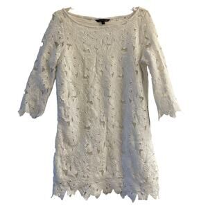 Felicity & Coco White Cut Out Shift Dress Floral Lined Above Knee Size MP